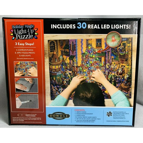 Dowdle Holiday Magic Light-Up Puzzle 500 pc Christmas Tree Santas 30 LED Sealed - Picture 11 of 11
